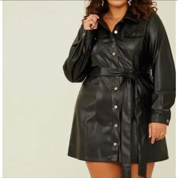 Arula NWT Soft Vegan Leather Dress Coat with Belt size 1X - Picture 11 of 16